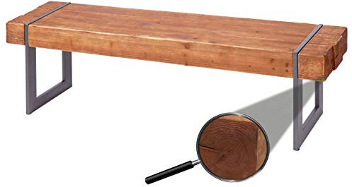 Mendler Sitzbank HWC-A15, Esszimmerbank Bank, Tanne Holz rustikal massiv MVG-Zertifiziert - braun 160cm