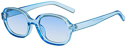 WQZYY&ASDCD Sonnenbrille Herren Damen Retro Sonnenbrillen Frauen Kunststoff Oval Frame Brillen Männer Schwarz Sonnenbrillen Weibliche Brillen Männlich-Blau