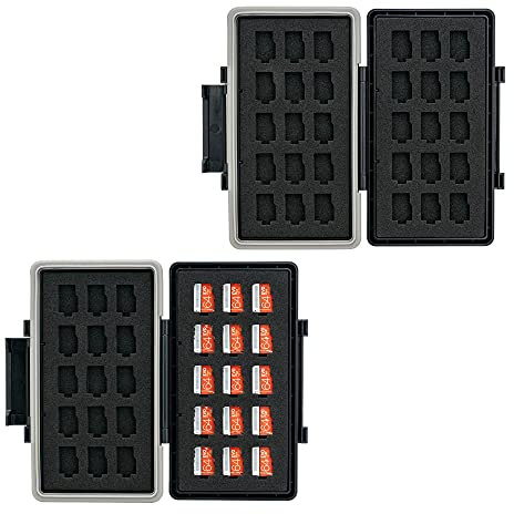 JJC Water-Resistant Memory Card Case for 30 Micro SD/SDXC/SDHCSD Card, Memory Card Box Carrying Case, MSD Card Holder Storage