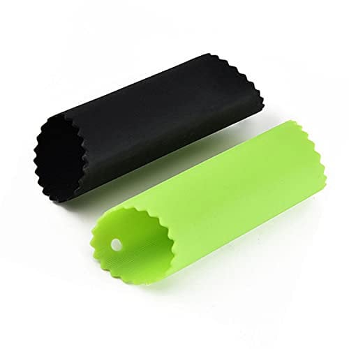 Silicone Garlic Peeler,2 Pcs Skin Remover Roller Garlic Roller Peeling Tube Professional Garlic Press Prep Easy Useful Kitchen Tools.(Green, Black).