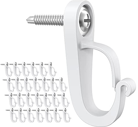 XZUHYE Q-Hanger-Haken, Schraubhaken für Lichterketten im Freien und Garage, Neujahrsparty oder andere hängende Dekorationen für Haus, Sicherheitsschnallen-Design, einfach zu lösen, 28 Stück, Weiß