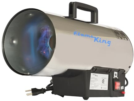 Flame King 60,000 BTU Portable Propane Forced Air Heater Outdoor Great for Jobsite, Construction, Garage, Patio, Stainless Steel