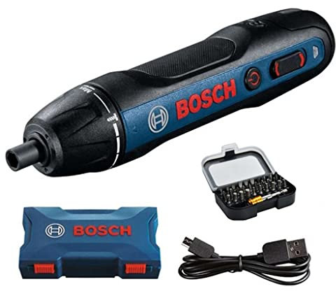 Electric Cordless Screwdriver for Bosch, Rechargeable Adjustable Torque Electric Screwdriver with 31 Accessories, Box, Cable