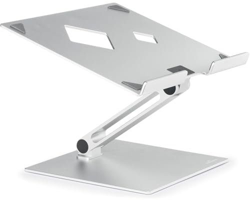 Durable Tischständer für Laptop/Notebook, stufenlos höhen- und winkelverstellbar, faltbar, silber, 505023