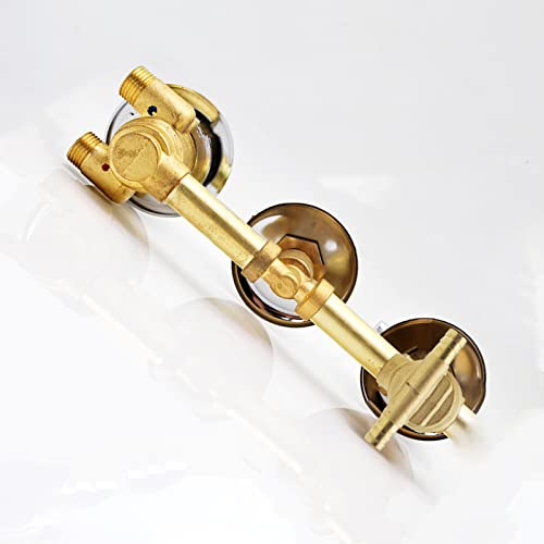 Mitigeur Thermostatique Laiton Monobloc G1/2 Colonne Mitigeur, Inverseur Robinet pour Salle Bain, 2/3/4/5 Voies, Cartouche Laiton, 3 Poignées, Sécurité Anti-brûlure (Intubation 2 Sortie)