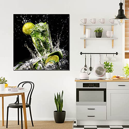 banjado® Glas Bild 70x70cm Motiv Brasilianischer Cocktail als Wandbild für Wohnzimmer/Küche/Büro - Wohnzimmer Bild aus ESG Sicherheitsglas kratzfest mit geschliffenen Kanten - Glasbild groß Wand Bild