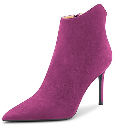 Saekcted Donna Spillo Alto High Tacco Heel a Punta Stivaletti Classico Slip-on Ufficio Feste Stivali 10 CM Heels Viola Scamosciato 44 EU