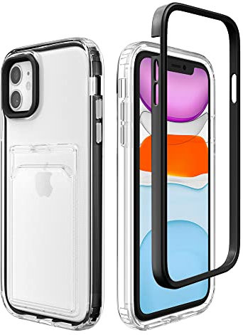 ZCDAYE iPhone 12 Case, iPhone 12 Pro Case, iPhone 1212 Pro (6.1 Inch) Clear Case with Card Holder, Slim Shockproof TPU Case for iPhone 12 and iPhone 12 Pro (Black)