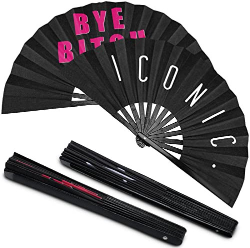 Amyhill Chinese Rave Iconic Fan 2 Packs Large Folding Festival Hand Fan with Voice for Men and Women Party Performance, Dance, Decorations, Gift, 13 Inch (Novelty Style)
