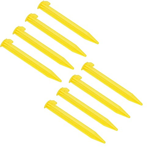 sourcing map 8 Paquete Plástico Tienda Estacas - Pabellón Picas Espiga Gancho Ligero, Aplicar a Exterior/Camping/Senderismo (14,5 cm/5,7, Amarillo)
