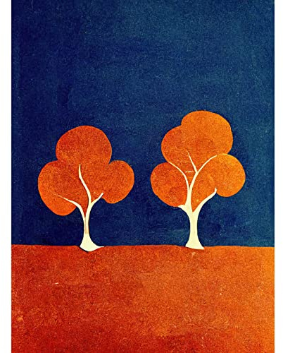 Wee Blue Coo Abstract Matisse Style Trees Forest Painting Yellow Blue Orange Green Unframed Wall Art Print Poster Home Decor Premium