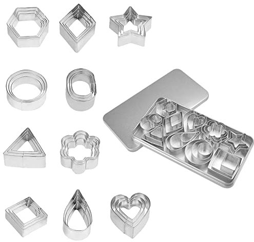 SCHYIDA Ausstechformen, 30 Stück Plätzchen Ausstecher Edelstahl Plätzchenformen Sterne Plätzchenausstecher Herzchen Keksformen zum Ausstechen von Plätzchen, Keksen, Fondant