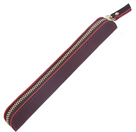 MiOYOOW Leder-Federmäppchen Stiftetui aus Leder Retro-Stiftschutzhülle tragbare Stifthülle mit Reißverschluss Soft Pen Schutzhüllenabdeckung für Stifte Füllfederhalter Bleistifte