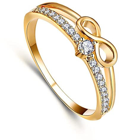 MAYIYAHO Mode Gold Silber Farbe Ring für Frauen Weiß Kristall Zirkonia Unendlichkeit Liebe Ring Verlobung Hochzeitsfeier Weiblicher Schmuck
