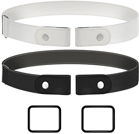 MINISOISO 2 Stück Ohne Schnalle Gürtel, Elastischer Gürtel für Damen und Herren, Ohne Schnalle Keine Ausbuchtung Unsichtbare Gürtel für Jeans Hosen