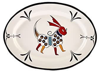 KARACA Paye Seljuk Collection Porcelain Serving Platter, 36cm, Serving Platters, Deep Plates, Black Multi