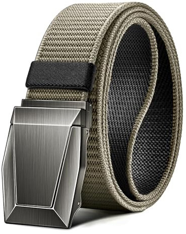 KEMISANT Taktischer Gürtel, Gürtel Herren Arbeitsgürtel Militär Wandern 3,8cm,Schnellverschluss Metallschnalle(Schwarz/Beige,105cm/30-34 taille verstellbar)