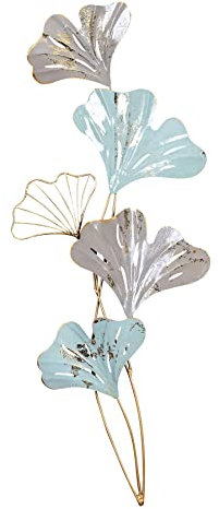 levandeo Wandbild 41x71cm Gold Greige Ginkgo Metall-Bild Wand-Deko Wandhänger Wandornament Wandobjekt Dekoration Deko Bild