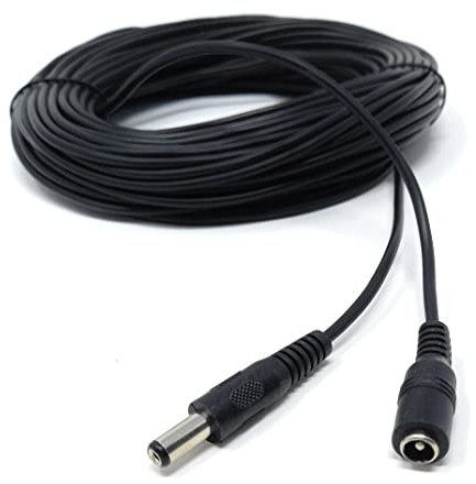 20m 5.5mm x 2.1mm DC Power Plug to Socket Male to Female CCTV LED Modem Router Music Instruments Extension Lead Cable 65ft Black