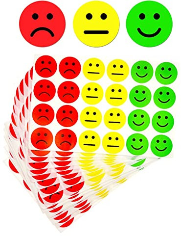 JZK 1200x Runde rote gelbe grüne Ampel Smiley Aufkleber, Emotions-Aufkleber, fröhliche lächelnde Gesichtsaufkleber traurige, Belohnungsaufkleber, Stimmungsaufkleber, gute und schlechte Aufkleber
