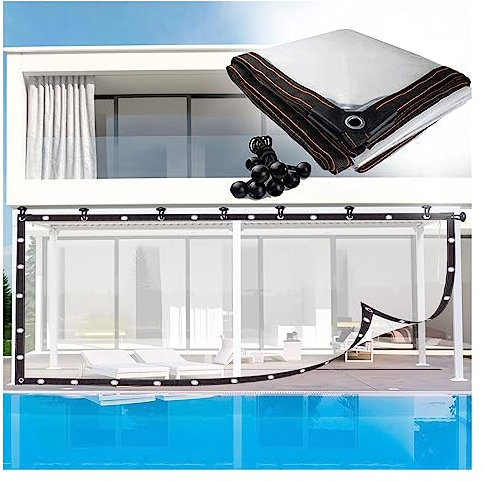 QSTGX Outdoor-Vorhang, Wetterfeste Transparente Plane mit Ösen, für Deck, Veranda, Terrasse, Überdachung Oder Outdoor-Camping, Langlebige, Klare Plane (Color : Clear, Size : 2x3.5m)