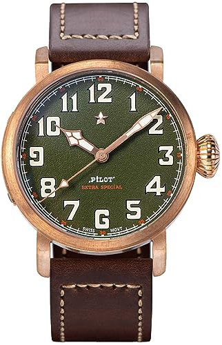 Pilot Master NH35A Uhrwerk Saphirglas Herrenuhr Möwe 1963 S408.02, bronze, 42mm, Armband