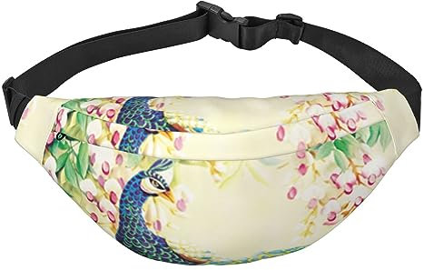 Bauchtasche für Bauchtasche, verstellbarer Gürtel für Outdoor, Workout, Wandern, pfau, Einheitsgröße