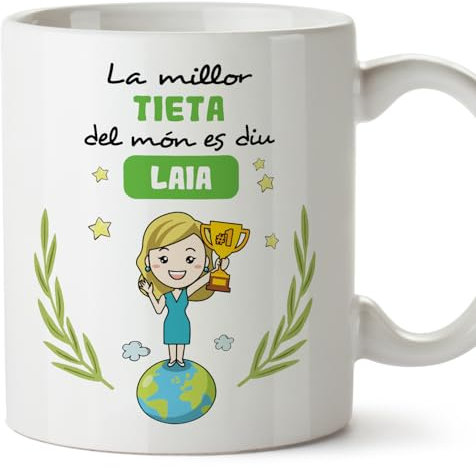 MUGFFINS Tazas Personalizadas para TÍA - En Catalán - Ets el millor del món - 11 oz / 330 ml - Regalo personalizable original y divertido