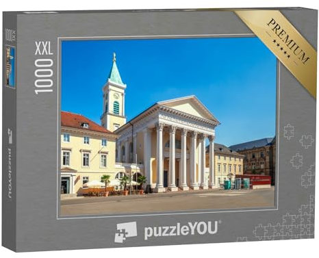 Puzzle 1000 Teile XXL „Stadtkirche am Marktplatz in Karlsruhe, Deutschland“ – aus der Puzzle-Kollektion Karlsruhe
