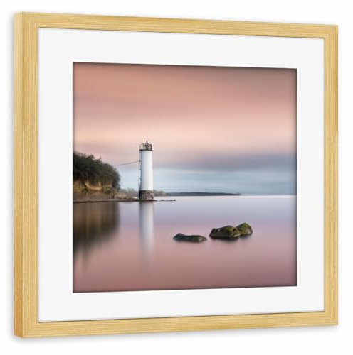 artboxONE Poster mit Rahmen Kiefer 20x20 cm Maltzien Lighthouse von Ronny Behnert - gerahmtes Poster