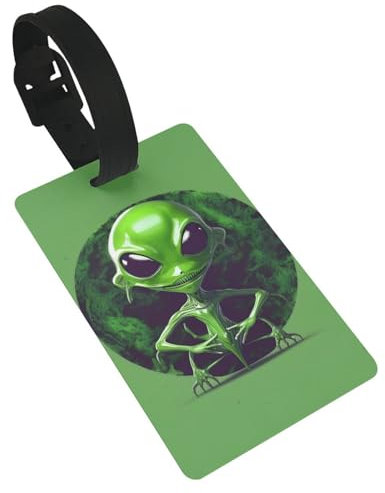 Kofferanhänger mit Alien-Druck, lustiges Gepäcketikett, Kreuzfahrt, Instrumentententasche, Koffer, Reisezubehör, Grün