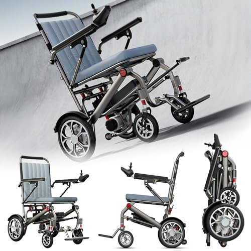 25KM Elektro Rollstuhl Faltbar Leicht Elektrorollstuhl, Rollstuhl Elektrisch Tragbarer für Erwachsene und Senioren, Hohe Reichweite, Unterstützung 150 Kg, max 30AH,12ah,Standard