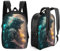 XJmoney Universum-Rucksack, Kinderrucksack, Schulranzen für Schüler, Büchertasche, 3D-bedruckter doppelseitiger Schulranzen für Jungen und Mädchen, 17 Zoll