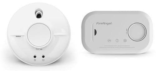 FireAngel SW1-R Smoke Alarm, White (Packaging may vary) & FireAngel FA6813-EUX10 FA6813 Carbon Monoxide Detector and Alarm - 10 Year Life with Replaceable Batteries