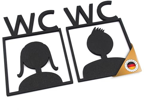 WC Türschilder Toilette Mann & Frau, Toilettenschild, Gästetoilette, Kloschild, Türdeko, selbstklebend, Badezimmer, 11x8cm, 4mm dick, Hinweisschild