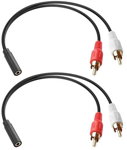 YAODHAOD Cavo audio stereo a Y da 3,5 mm femmina a 2 RCA maschio, 0,2 m, adattatore per cuffie ausiliario RCA, per TV, PC, telefono cellulare, lettore MP3, autoradio, tablet (confezione da 2)