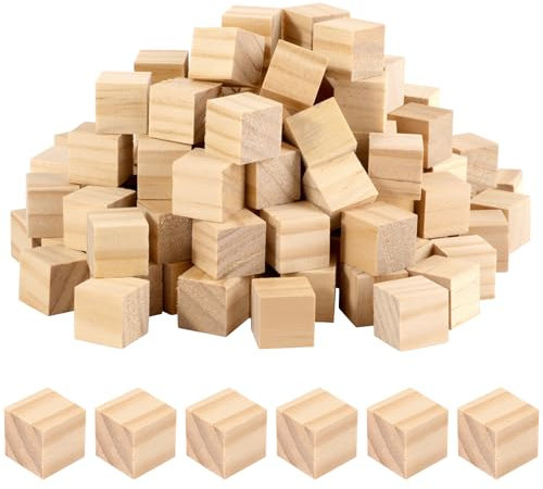 120 Stück Holz Würfel, Unbehandeltes Holz, 20mm Holzwürfel Blanko Deko, Kleine Holzklötzchen zum Basteln, Holzklötze für DIY, Malen, Handwerk, Dekoration, Puzzles, Zahlen