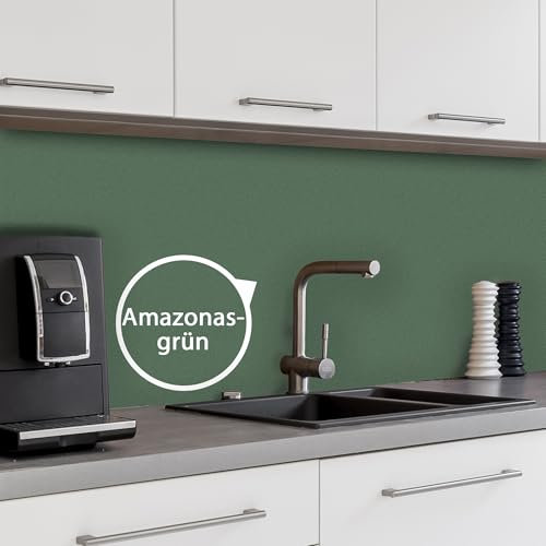 WALLando Premium Küchenrückwand, individueller Größenzuschnitt – Einfach zu montierende PVC-Wandverkleidung für die Küche – Hitzebeständiger Spritzschutz aus Kunststoffplatten – Amazonas grün