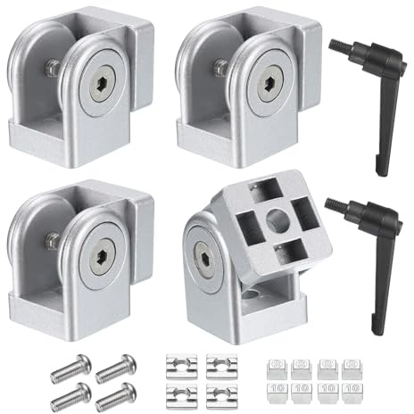 QUARKZMAN Druckguss Aluminium Drehgelenk 180° M8 Schrauben 2 Stück | Verstellbares Flexibles Drehgelenkverbinder für 3030 Serie Aluminium-Extrusionsprofil Öffnung 8mm Silberton