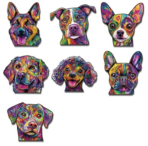 WADORN 7 Stück Pitbull Labrador Auto Aufkleber Set Bunte Hundetiere wasserdichte Vinyl Aufkleber Zubehör Für Auto LKW Motorrad Helm Stoßstange Fenster Laptop Telefon Dekor