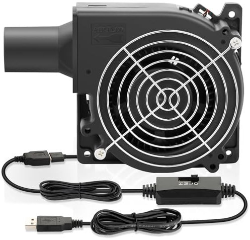 Wathai 120mm x 32mm BBQ Mini Air USB Blower Fan with Variable Speed Controller, 28.5 CFM, 2.8E+3 RPM, 4.72L x 6.7W x 1.3H, Outdoor Ventilation Fan for Smokers, Camping, Wood Stove, Charcoal Starter