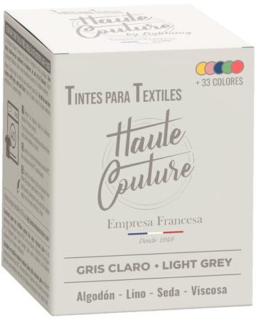 HAUTE COUTURE - Tinte para Ropa y Textil Gris - 350g - Gris Claro - Tinte Textil Todo en uno - Listo Para Teñir Ropa y Tejidos