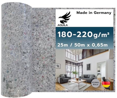 AQUILA Profi Malervlies schmal 25m x 0,65m, 180 g/m², Kein Durchsickern, hochwertiges Abdeckvlies zum Streichen, Schutz für Böden & Möbel, rutsch- & reißfest, Made in Germany