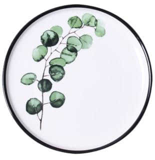 Garneck 8 platos redondos de ceramica plato de comida plato con estampado de plantas verdes plato de ceramica plato de bistec plato de desayuno