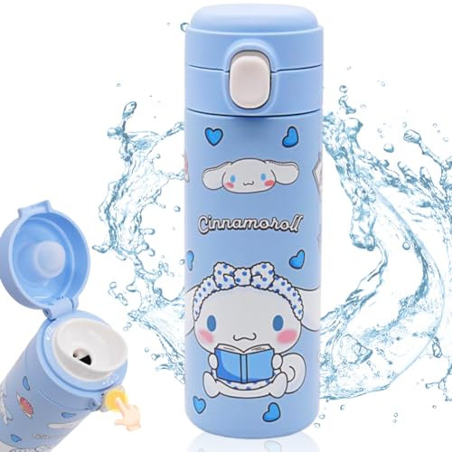 IFHDO Cinnamorooll Isolierte Wasserflasche für Kinder, Cinnamorooll Trinkflasche Edelstahl Thermosflasche, Trinkflasche Auslaufsicher Unterwegs Edelstahl Vakuumflasche Thermo Wasserflasche Schule