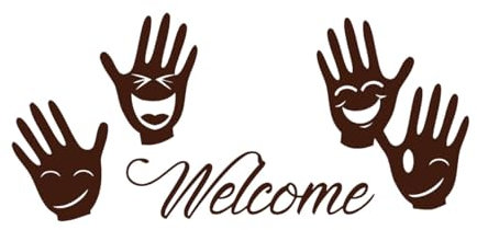 Willkommen Vinyl Wand Aufkleber Willkommen Hände Positive Wand Aufkleber Zimmer Home Decor Satz Worte Fenster-L-54x114cm-Coffee