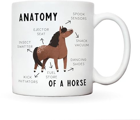 Manta Makes Horse gifts for women, horse mugs for women, presents for horse lovers, horse themed gifts, horse riding gifts, horse gifts for girls, funny horse mug (Anatomy horse mug)