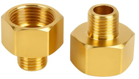 2 PCS Adaptateur de transition pour cuisinière à gaz à droite de 1/2 vers à droite de 1/4, filetage cylindrique, avec joint pour tuyau de gaz en laiton massif, idéal pour connexion de barbecues