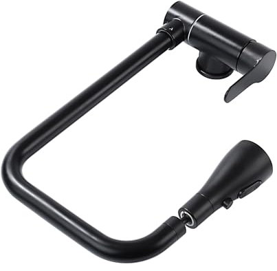 XJTNLB Vorfenster Küchenarmatur Klappbar Wasserhahn Küche Kippbar Schwarz Vorfenster Armatur Edelstahl Wasserhahn Auslauf L Form mit 3 Strahlarten