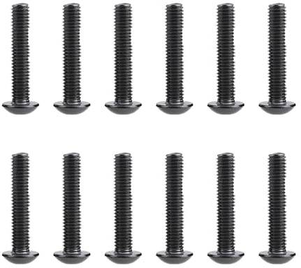 IANCHEN 6 PCS M8 x 70 mm Vis à Tête Avec Hexagone Complet Filetage et 6 Pcs M8 x 70 mm Vis à Tête Demi-Ronde Noir 10,9 Degrés pour DIY, Réparation de Meubles Montage Entretien (Noir, 70mm)